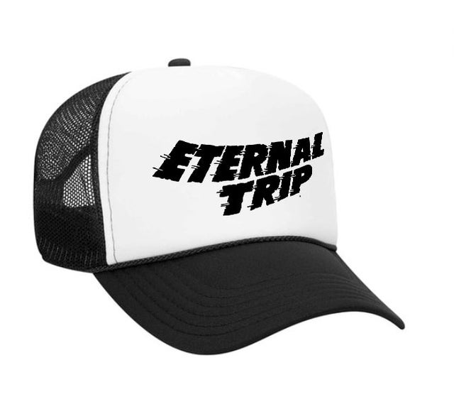 ETERNAL TRIP LOGO TRUCKER HAT (BLACK AND WHITE)