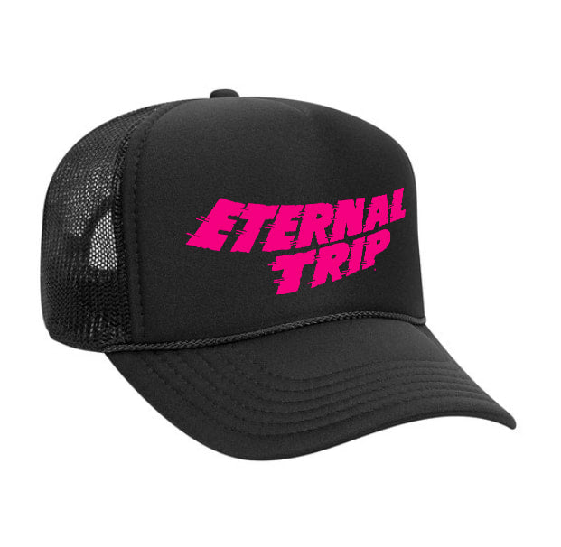 ETERNAL TRIP PINK LOGO TRUCKER HAT (ALL BLACK)